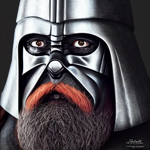 Prompt: darth vador as a dwarf warrior in the lords of the rings. portrait, photography, ultra realistic, 4k, 8k