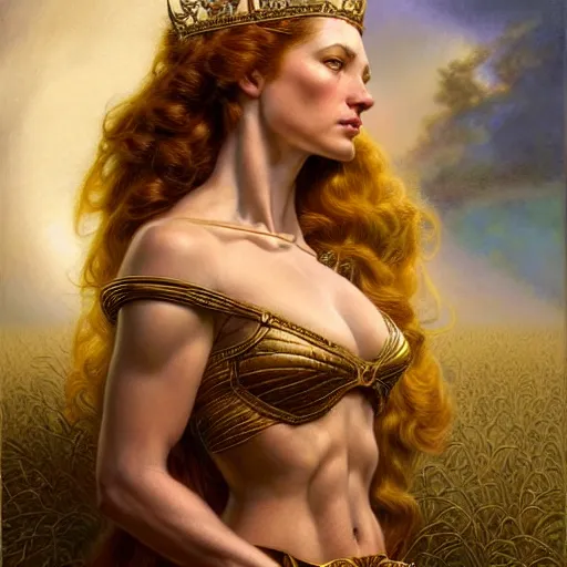 Prompt: highly detailed portrait of a majestic lioness queen in the form of a beautiful woman. d & d. art by donato giancola, gil elvgren, evelyn de morgan, bastien lecouffe - deharme. trending on artstation, intricate details, energetic composition, golden ratio, concept art, illustration, elegant art, global illuminaition