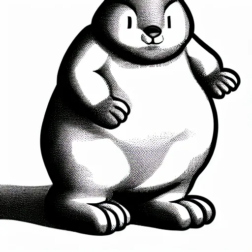 Image similar to book illustration of big chungus, book illustration, monochromatic, white background, black and white image