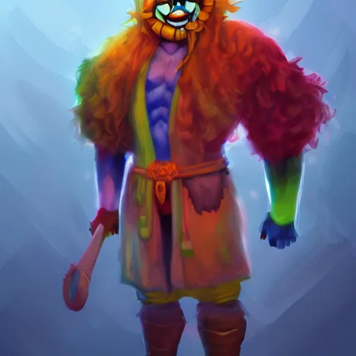 Image similar to buff wizard clown, digital painting, digital art, artstation, devian art, 4 k, hd