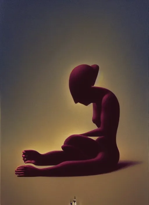 Image similar to A cult praying, Edward Hopper and James Gilleard, Zdzislaw Beksinski, Mark Ryden, Wolfgang Lettl highly detailed, hints of Yayoi Kasuma