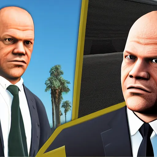 Prompt: olaf scholz in gta 5