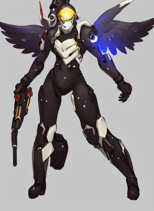 Image similar to concept art of a angel overwatch character