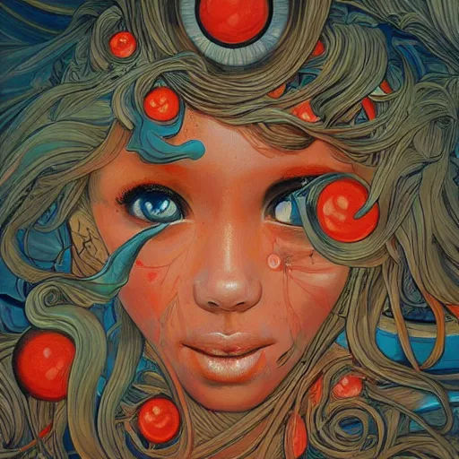 Image similar to a painting of the eyes of the sun by james jean, high detail, trending on artstation