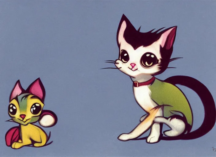 Image similar to littlest pet shop cat illustration by harold von schmidt