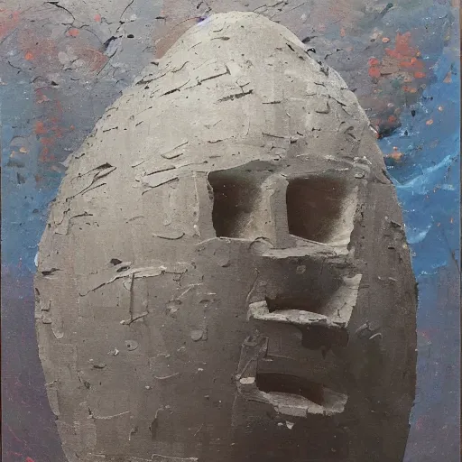 Image similar to an impasto detailed painting by shaun tan of an abstract forgotten sculpture by the caretaker and ivan seal