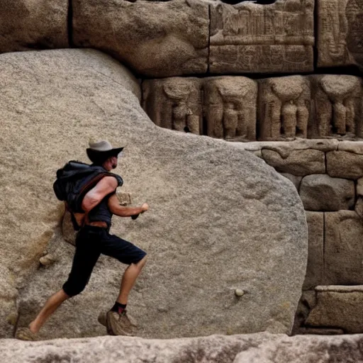 Image similar to Indiana Jones running from boulder trap in ancient temple