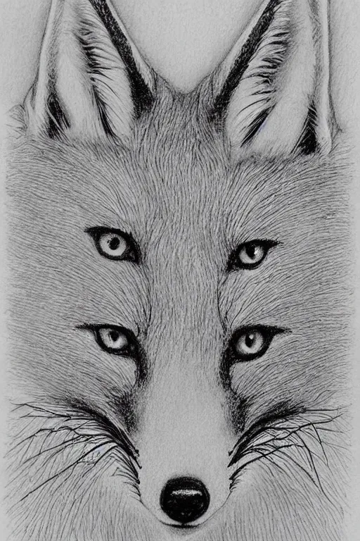 Prompt: Ethereal fox, intricate detail, ornate, conceptual art, pencil sketch