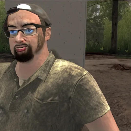 Prompt: sam hyde in l 4 d 2, game screenshot, intricate detail