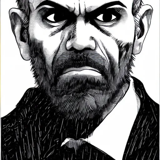 Image similar to Ben Bernanke looking sinister, by Tsutomu Nihei, highly detailed