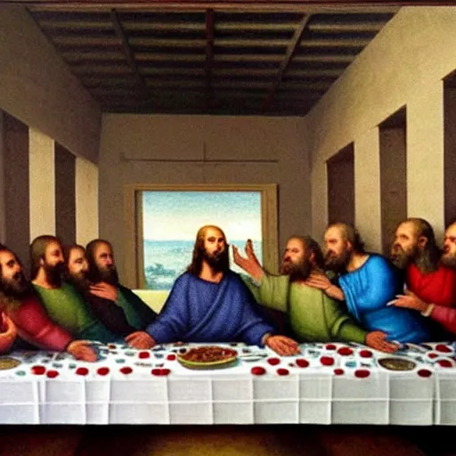 Image similar to Joe biden at the last supper, hyper realism renaissance art, detailed,