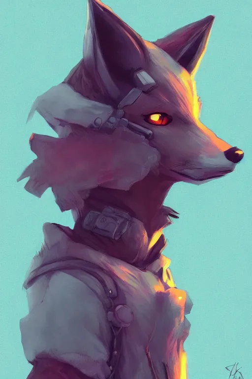 Image similar to a fox fursona, trending on artstation, by kawacy, furry art, digital art, cyberpunk, high quality, backlighting