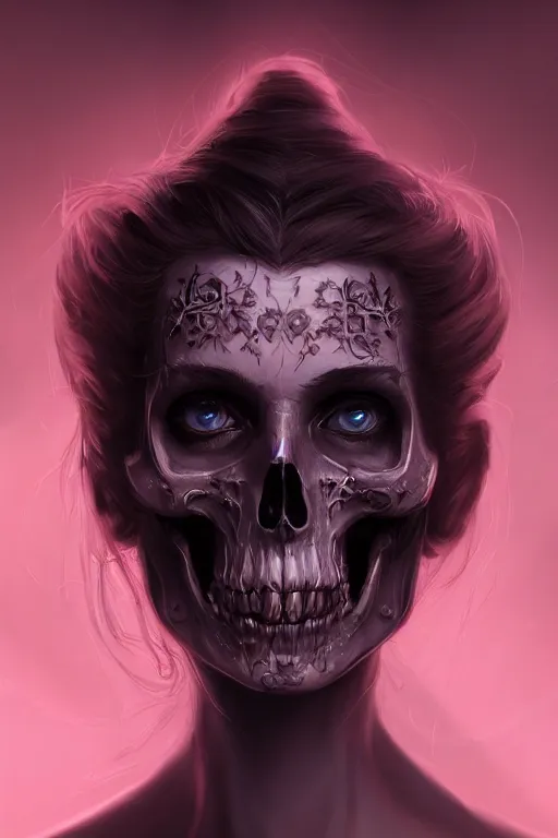 Image similar to a portrait of humanization of death, grim - lighting, high - contrast, intricate, elegant, highly detailed, digital painting, artstation, concept art, smooth, sharp focus, illustration