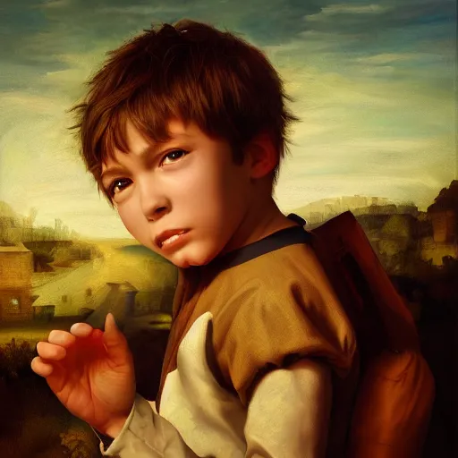 Image similar to the kid lost another tooth, oil painting, renaissance, 4k, ultra realistic, dynamic lighting, art station, ultra quality