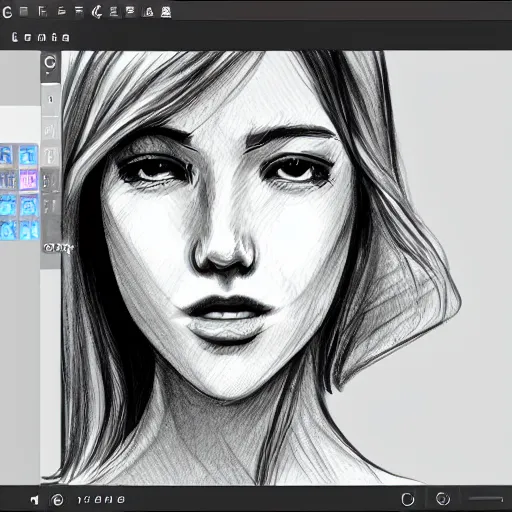 Prompt: how to sketch face close up feature overlay
