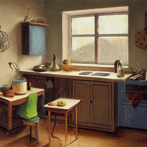 Prompt: a tidy kitchen by aertsen pieter