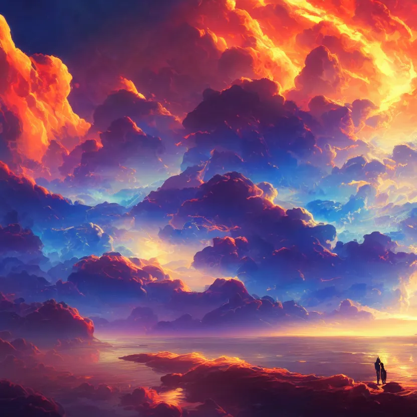 Image similar to treasure planet, clouds, water, beautiful lighting, vivid colors, intricate, elegant, smooth, sharp focus, highly detailed digital painting, concept art, cinematic, unreal engine, 4 k wallpaper, art by syd mead, terada katsuya, atey ghailan, svetlin velinov, cgsociety, artstation trending