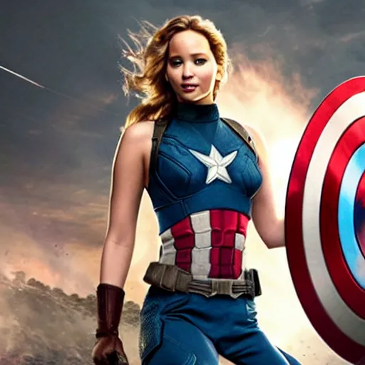 Prompt: jennifer lawrence as captain america