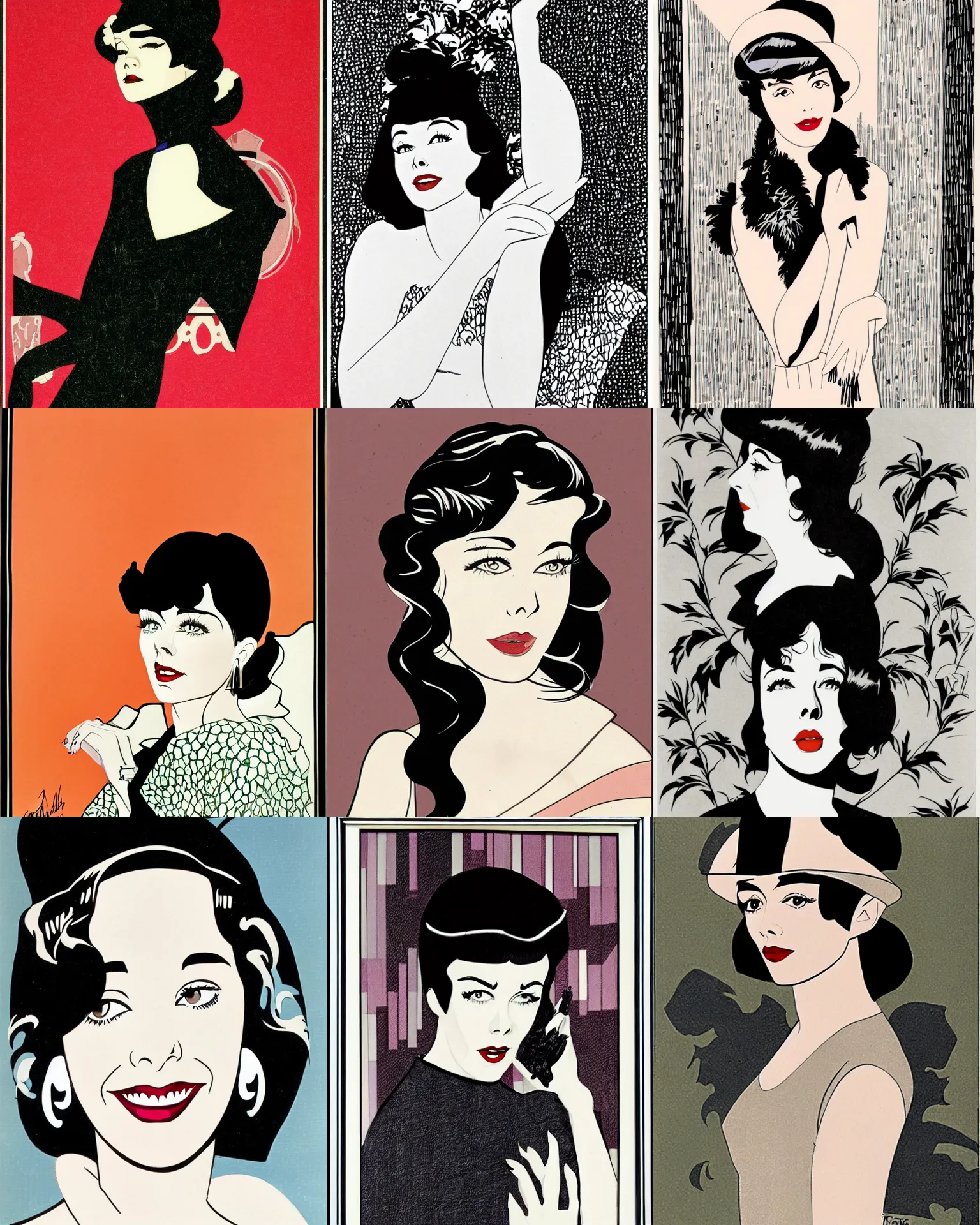 Prompt: Colleen Moore portrait by Patrick Nagel