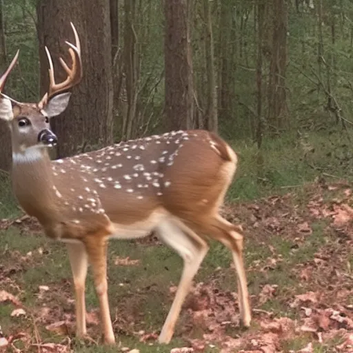 Image similar to trail cam footage of a deer with no head, low quality cursed video