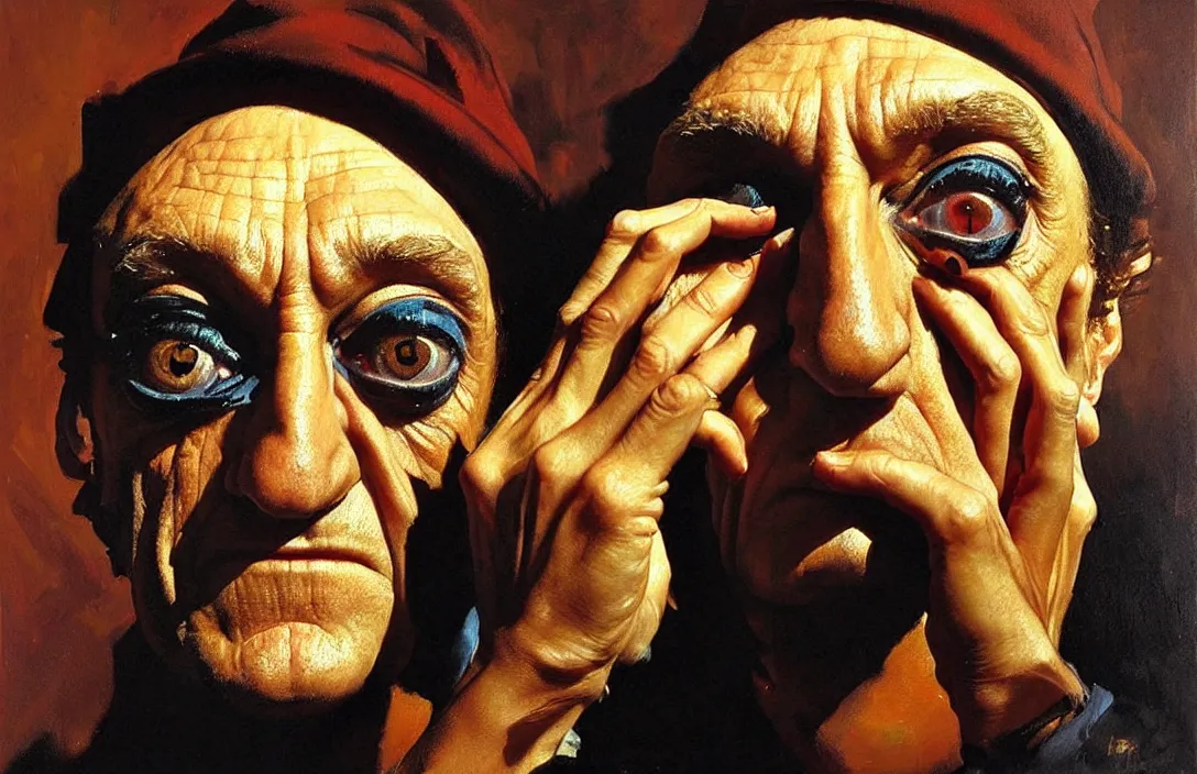 Image similar to portrait of marty feldman!!!!!!!!!!!!!!!!!!!!!!!!!!!, detailed face, detailed painting, epic lighting, by ilya repin, phil hale and kent williams