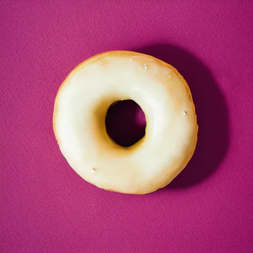 Image similar to Perfectly circular donut!!!!! in the style and shape of a lychee!!!!!!, blended colors!!!!!, trending on artstation, 4k, 8k, professional photography, overhead shot, 35mm lens