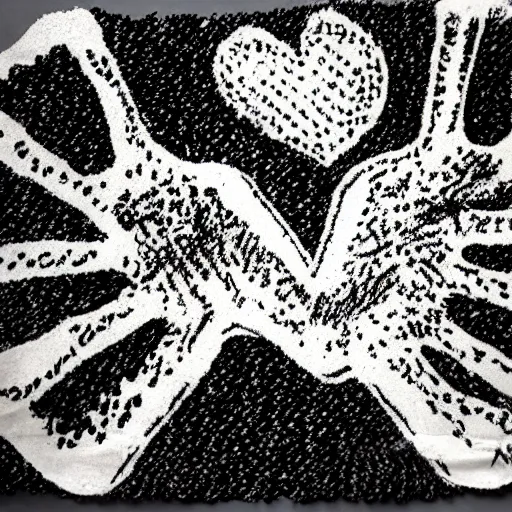 Image similar to A depiction of love on a burnt napkin, by Lucien Clergue and R. Crumb