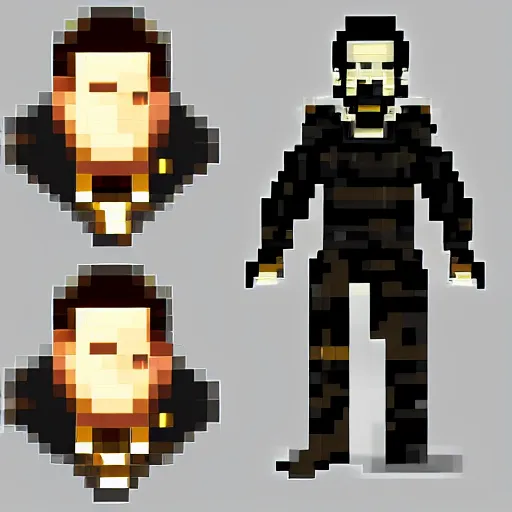 Prompt: Pixel art of J.C. Denton from Deus Ex