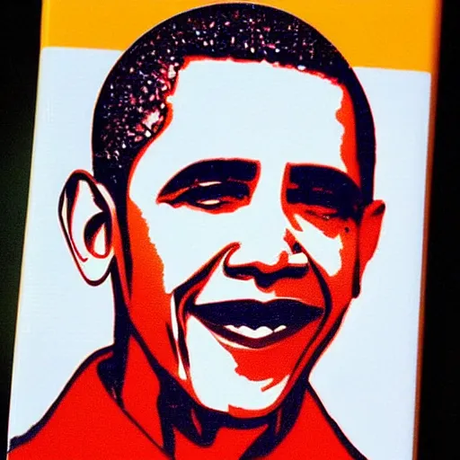 Image similar to obama on coke can, kitchen