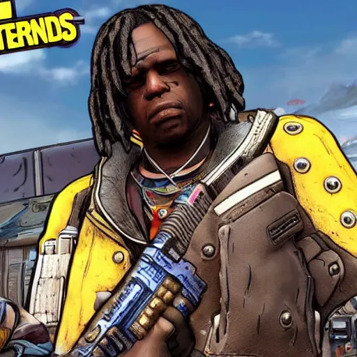 Image similar to Chief Keef in borderlands 2 very detailed 4K quality super realistic