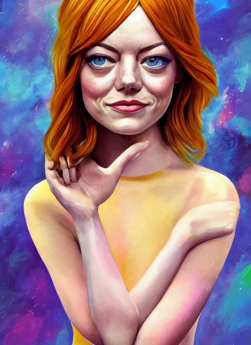 Prompt: amazingly pretty painting depiction of Emma Stone in 2012 as a young goddess staring seductively at you. ultra detailed painting at 16K resolution and amazingly epic visuals. epically beautiful image. amazing effect, image looks gorgeously crisp as far as it's visual fidelity goes, absolutely outstanding. vivid clarity. ultra. iridescent. mind-breaking. mega-beautiful pencil shadowing. beautiful face. Ultra High Definition. godly shading. amazingly crisp sharpness. photorealistic film cel processed twice..