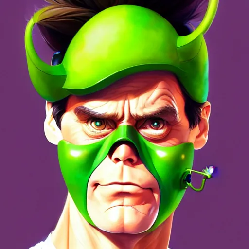 Image similar to jim carrey as the mask, portrait shinkai makoto studio ghibli studio key hideaki anno sakimichan stanley artgerm lau rossdraws james jean marc simonetti elegant highly detailed digital painting artstation pixiv