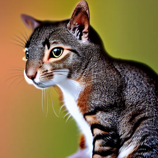 Prompt: a cat - squirrel - hybrid, animal photography