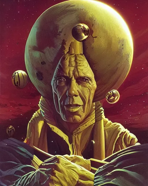 Image similar to masterpiece book cover illustration by the great famous sci - fi artist michael whelan.