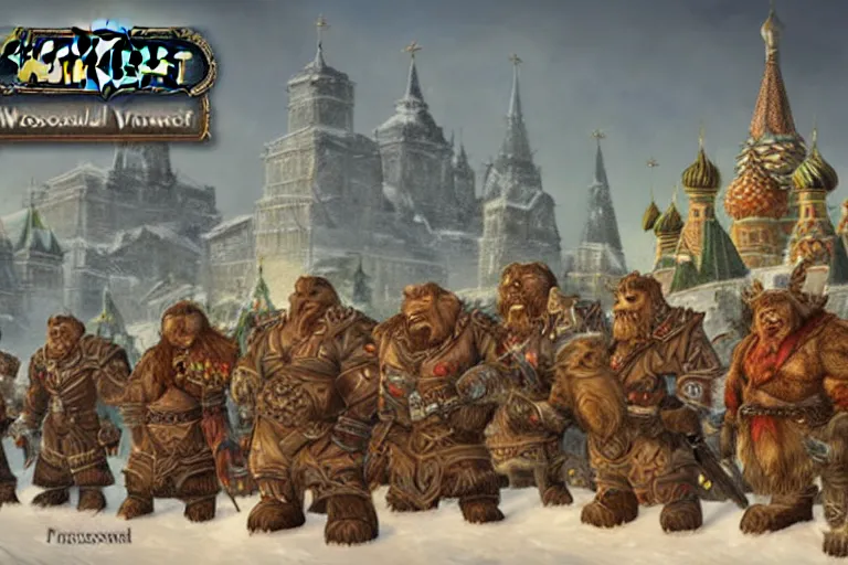 Prompt: moscow in style of warcraft orc village horde, blizzard illustration