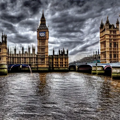 Prompt: hyper realistic photograph of london 1 0 0 years after the extinction humanity. hdr