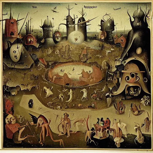 Image similar to a blighted hellscape in the style of hieronymus bosch