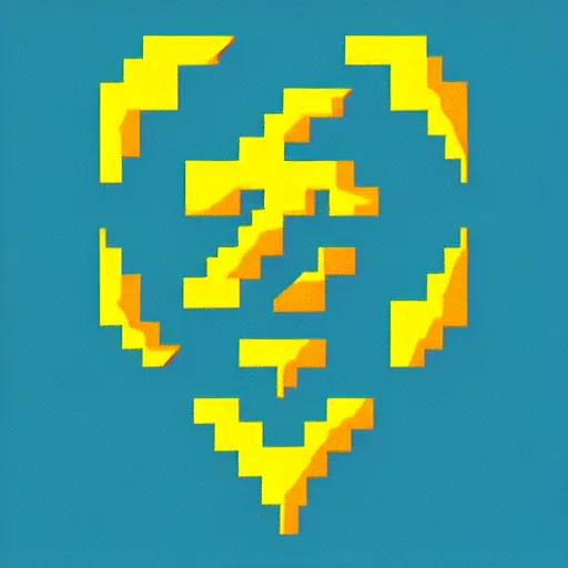 Prompt: pixel art lightning bolt icon, minimalist, yellow and cyan color palette, pixel art