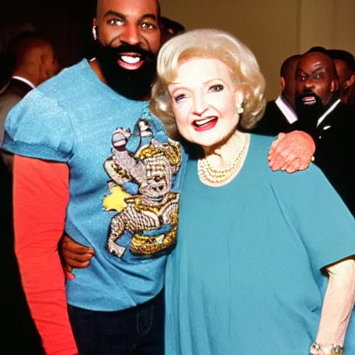 Prompt: betty white hanging out with mr. t