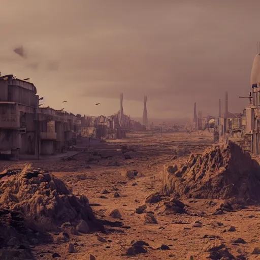 Prompt: a wasteland of nuclear bombs that failed to go off, 8 k resolution matte painting trending on artstation