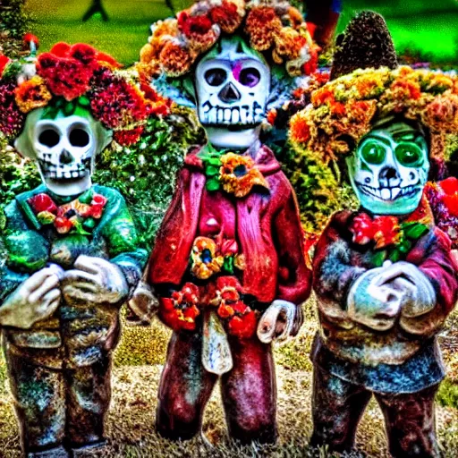 Image similar to day of the dead garden gnomes HDR flickr style award winning