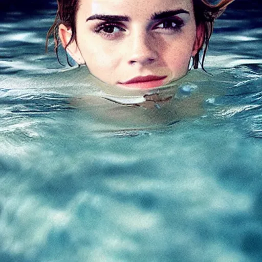 Image similar to intimate polaroid photo of emma watson submerging in water