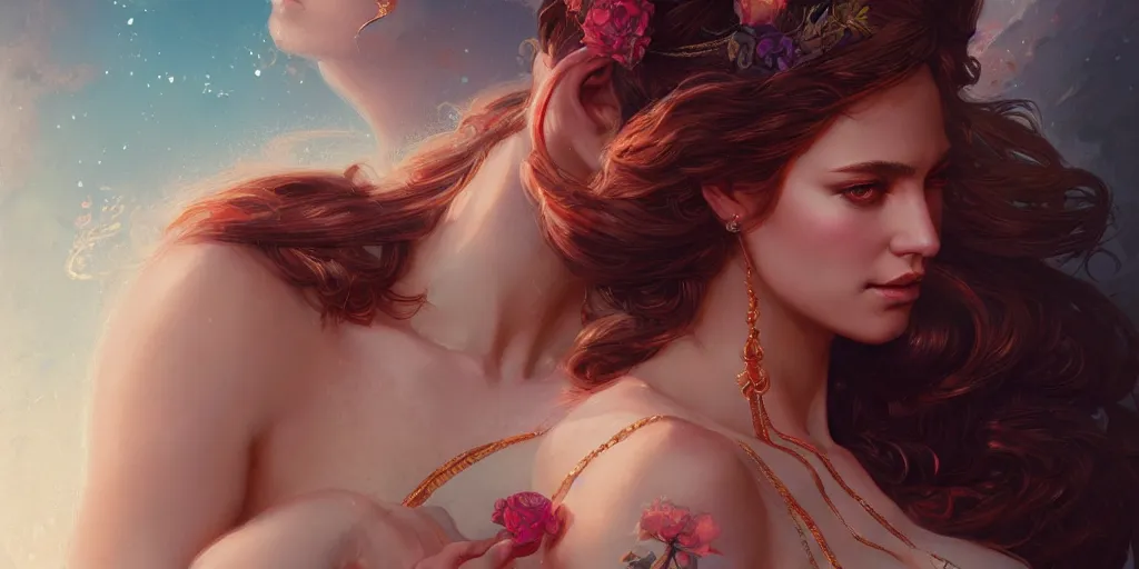 Image similar to portrait of a seductive aphrodite, detailed intricate illustration, detailed illustration, hd, 4 k, digital art, overdetailed art, by greg rutkowski, by loish, complementing colors, trending on artstation, deviantart