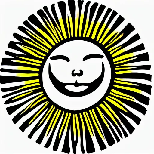 Prompt: drawing of the sun in the style of jose gabriel alegria sabogal