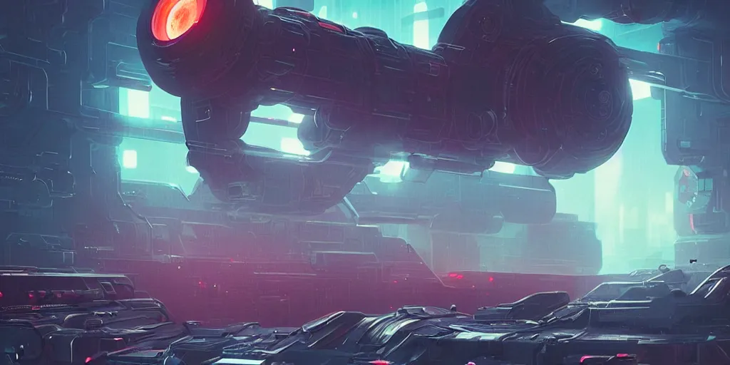 Image similar to black hole automatic gun, cyberpunk art by mike winkelmann, trending on cgsociety, retrofuturism, reimagined by industrial light and magic, darksynth, sci - fi