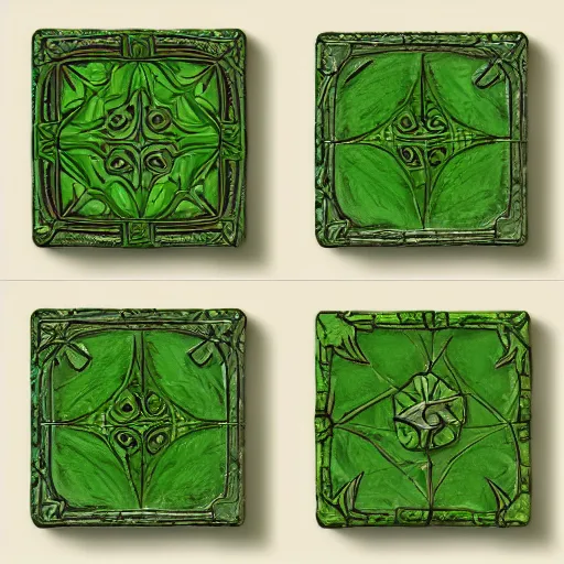 Image similar to hand painted green nature dungeon tiles texture with perfect details, symmetry, digital art