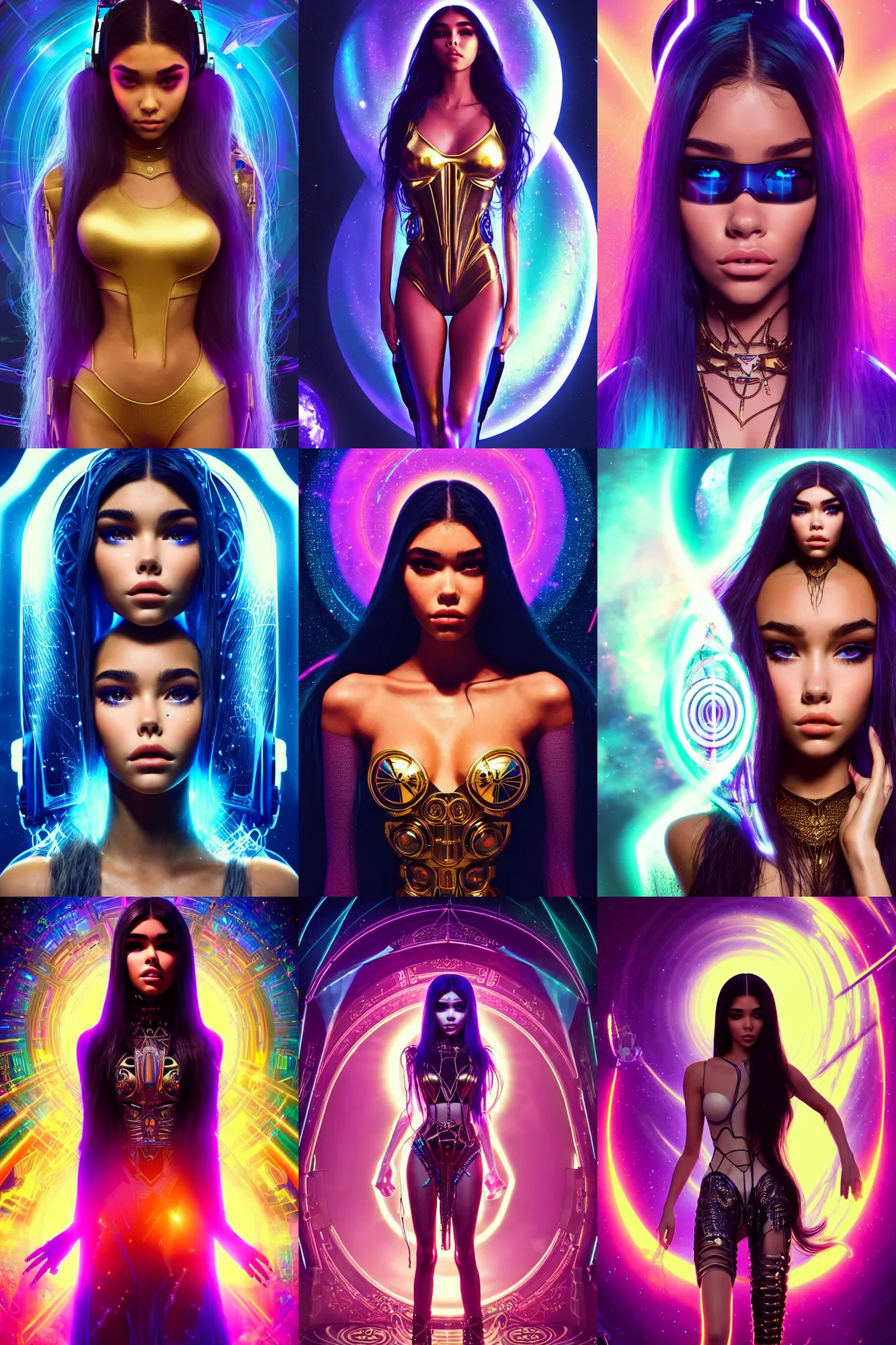 Prompt: madison beer as an edm wizard cyborg | soft creamy polished decadent alluring ornate masterpiece | weta disney pixar movie still portrait photo | hi - fructose, sci fi, fantasy, golden ratio, film, 8 k, highly detailed, artstation, realism | beeple, artgerm, mucha, wlop, loish |