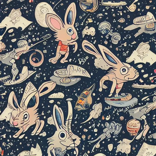 Image similar to A lost sci-fi rabbit, space rabbit, interstellar black hole, by James Jean And WLOPPRO