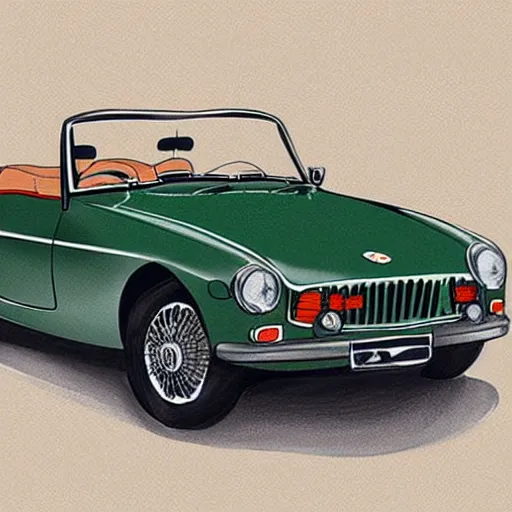 Prompt: illustration of a vintage mgb