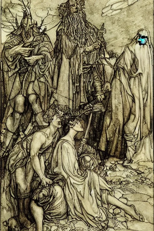 Prompt: the gods of pegana by arthur rackham